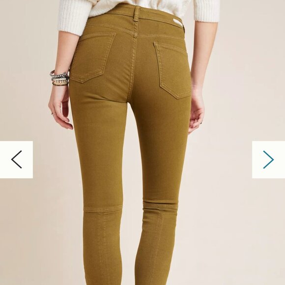 Anthropologie Army Green Moto Zippered High-Rise Denim Leggings Sz 26 Petite - Picture 16 of 16